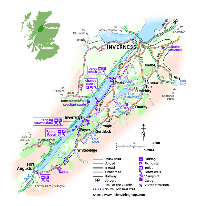 Local Map Of Loch Ness Inverness Culloden Fort Augustus