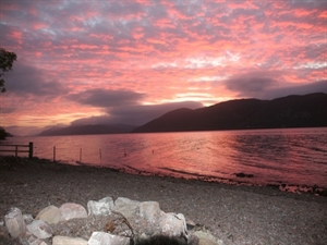 Sunset over Loch Ness near Balachladaich B&B